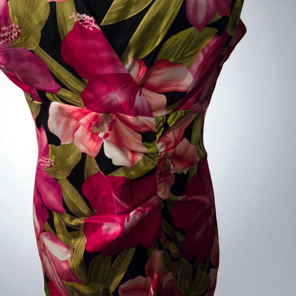 AGB Pink and Green Floral Sleeveless Dress Size 10 - Picture 4 of 5